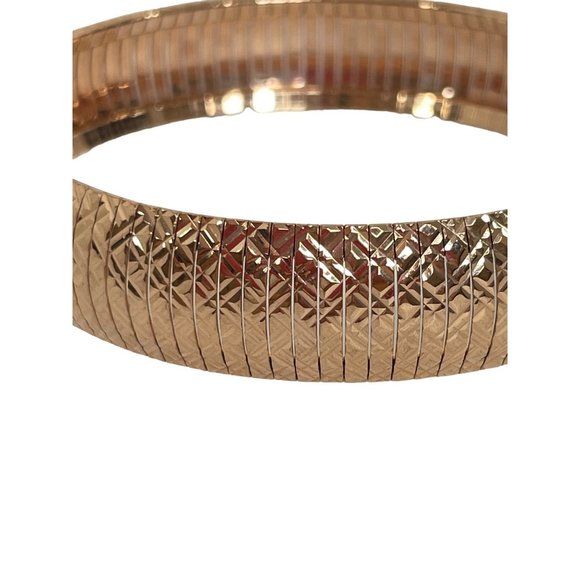 Bronze Italy Dyadema Fashion Bangle Bracelet Rose Gold Color 7.75” x.25” Bends - Picture 3 of 13